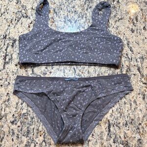 Pact Gray and Lavender Bra and Underwear Set